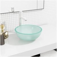 Handfat härdat glas frostat vidaXL