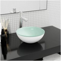 Handfat härdat glas vit vidaXL