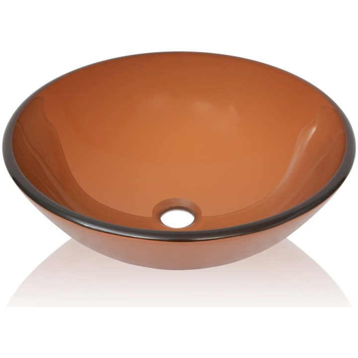 Handfat i härdat glas 42 cm brun vidaXL – bild 3