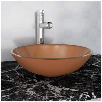 Handfat i härdat glas 42 cm brun vidaXL