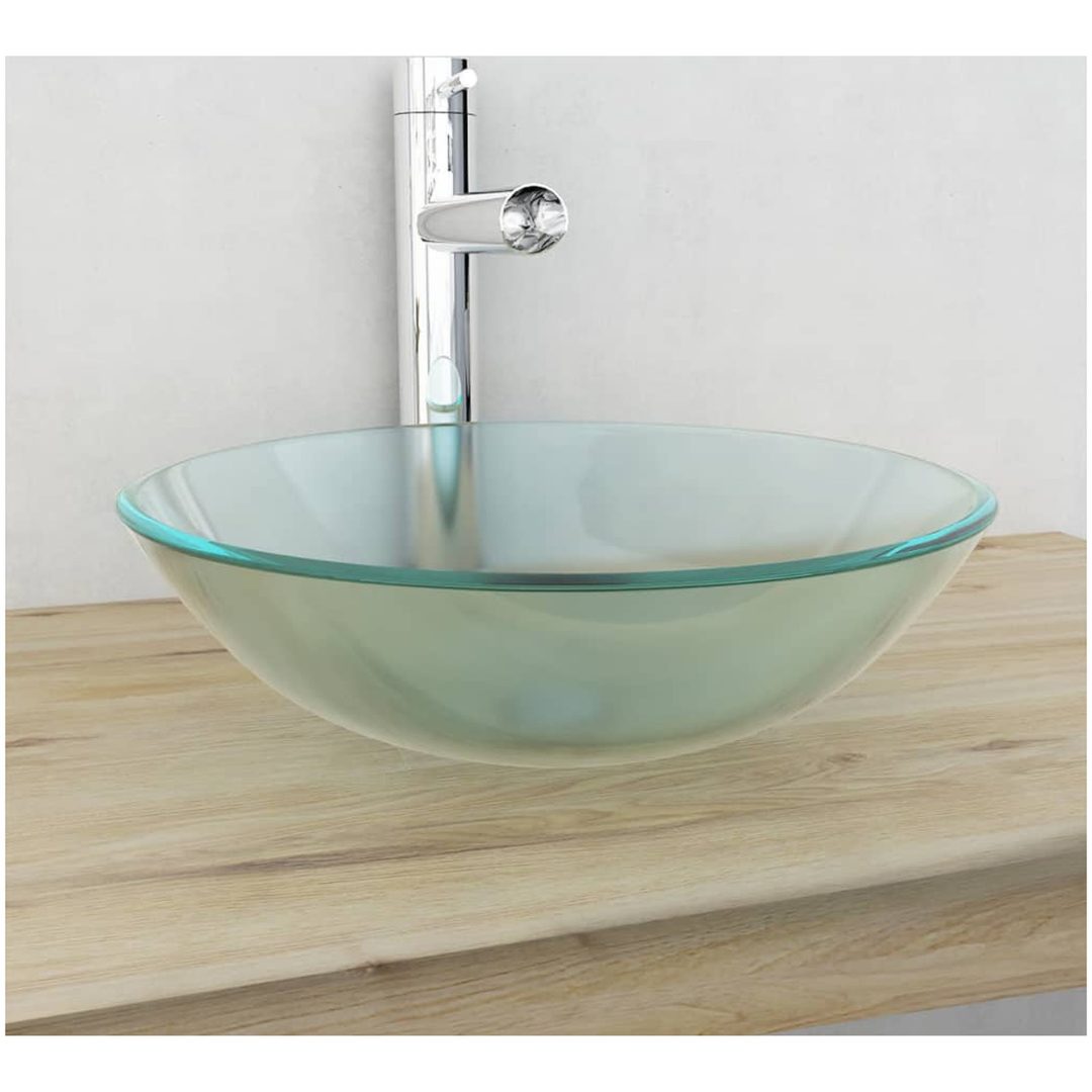 Handfat i härdat glas 42 cm frostat vidaXL
