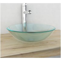 Handfat i härdat glas 42 cm frostat vidaXL