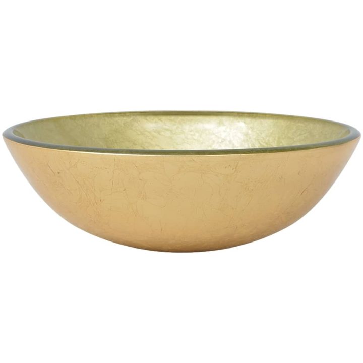 Handfat i härdat glas 42 cm guld vidaXL – bild 2