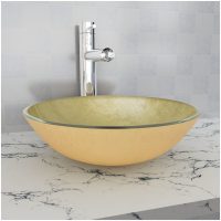 Handfat i härdat glas 42 cm guld vidaXL