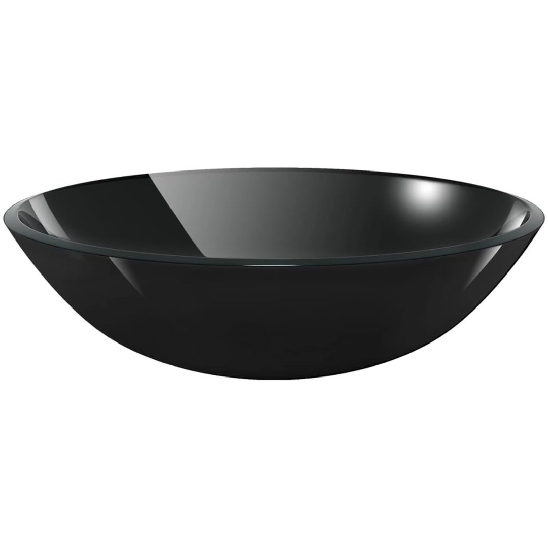 Handfat i härdat glas 42 cm svart vidaXL – bild 2