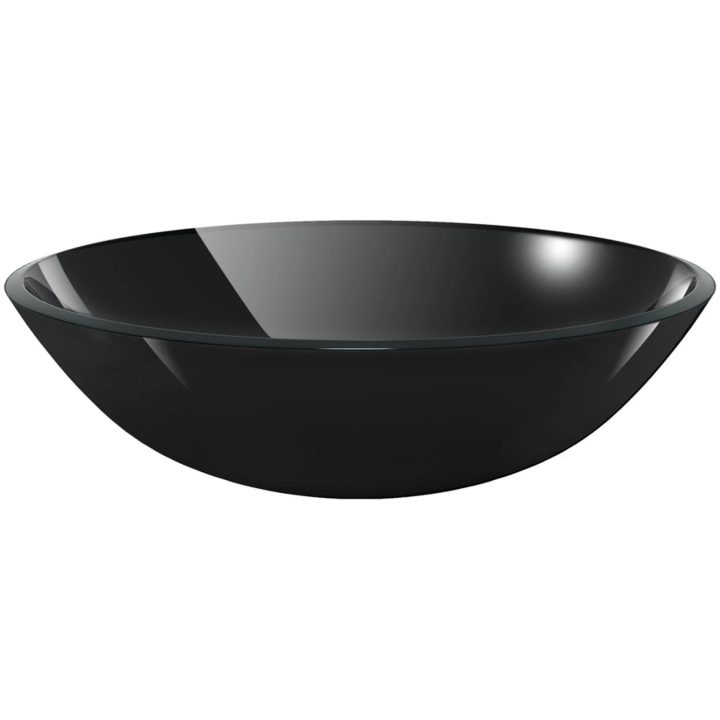 Handfat i härdat glas 42 cm svart vidaXL – bild 2