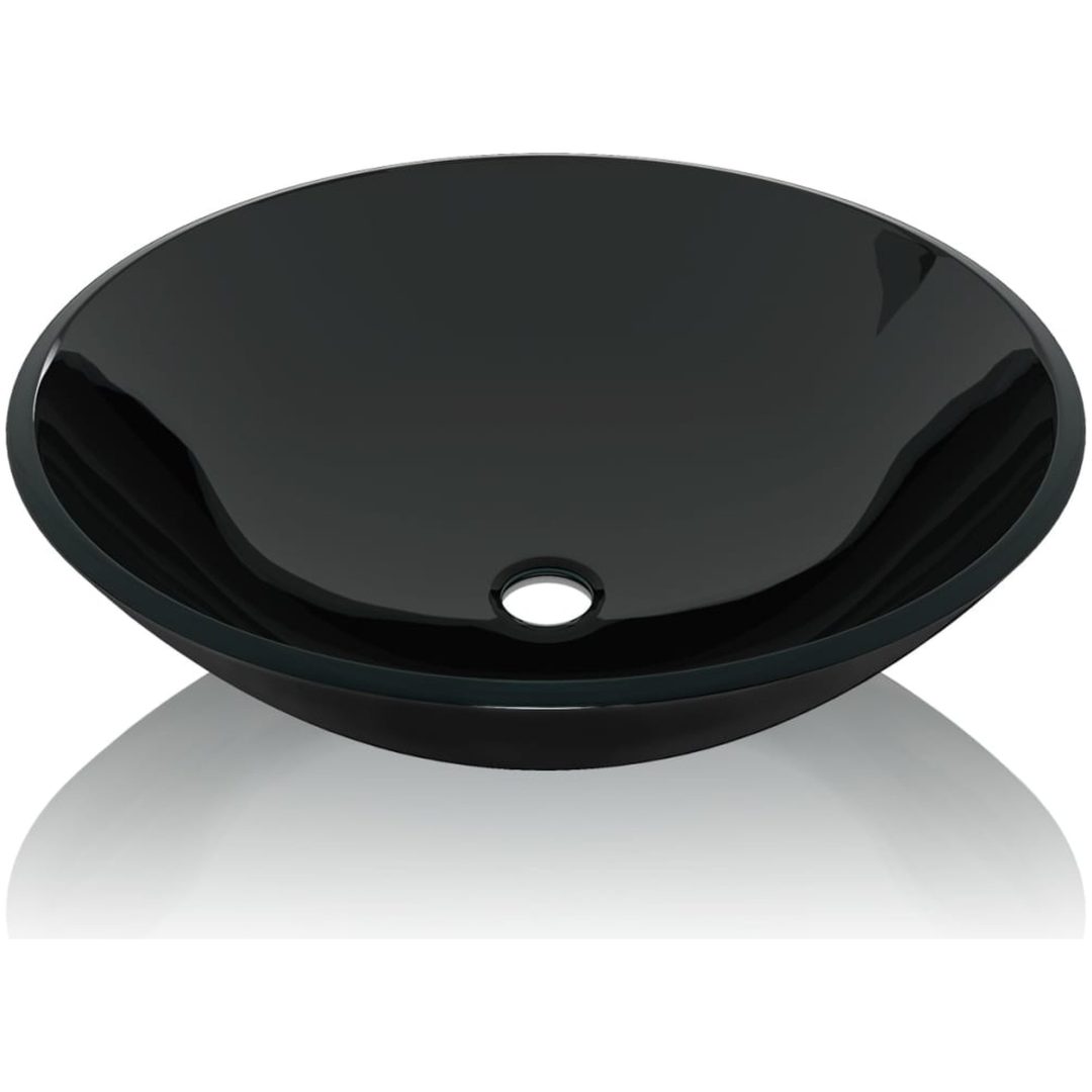 Handfat i härdat glas 42 cm svart vidaXL – bild 3