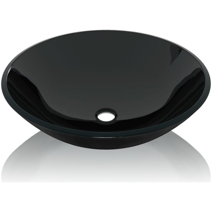 Handfat i härdat glas 42 cm svart vidaXL – bild 3