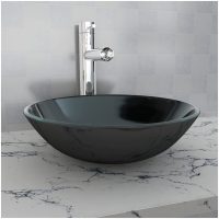 Handfat i härdat glas 42 cm svart vidaXL