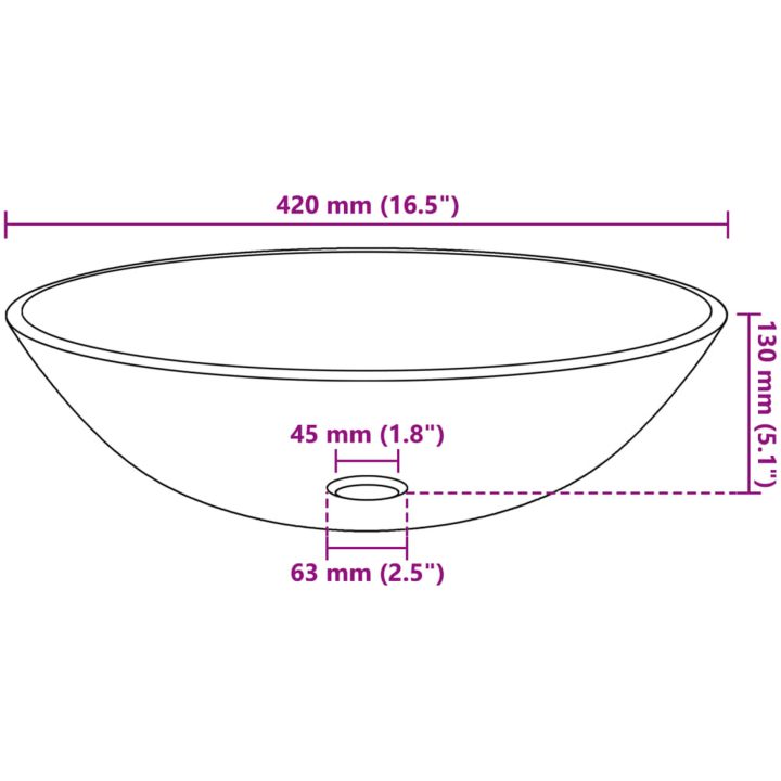 Handfat i härdat glas 42 cm transparent vidaXL – bild 4
