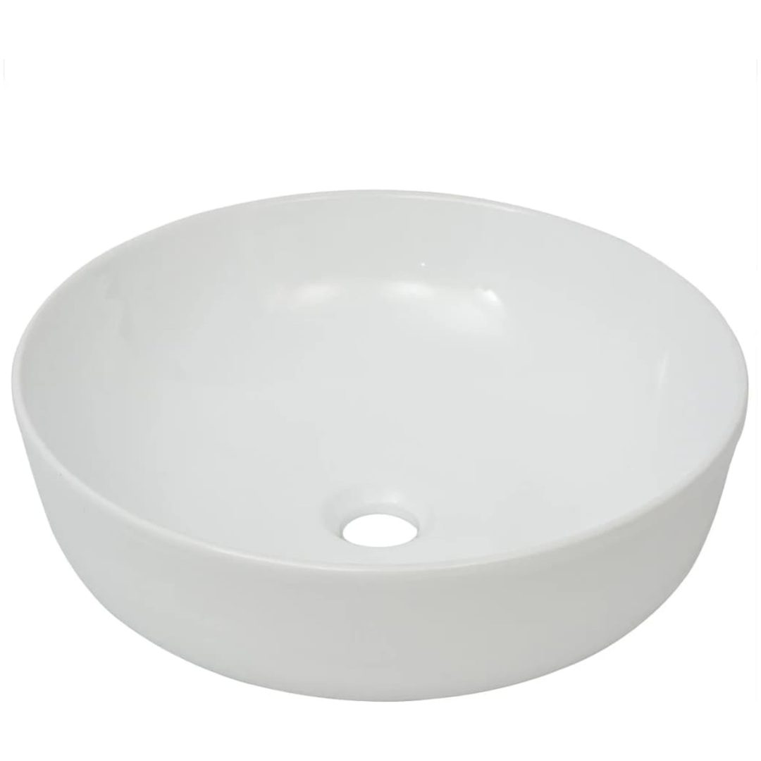 Handfat i keramik 41,5x13,5 cm rund vit vidaXL – bild 2
