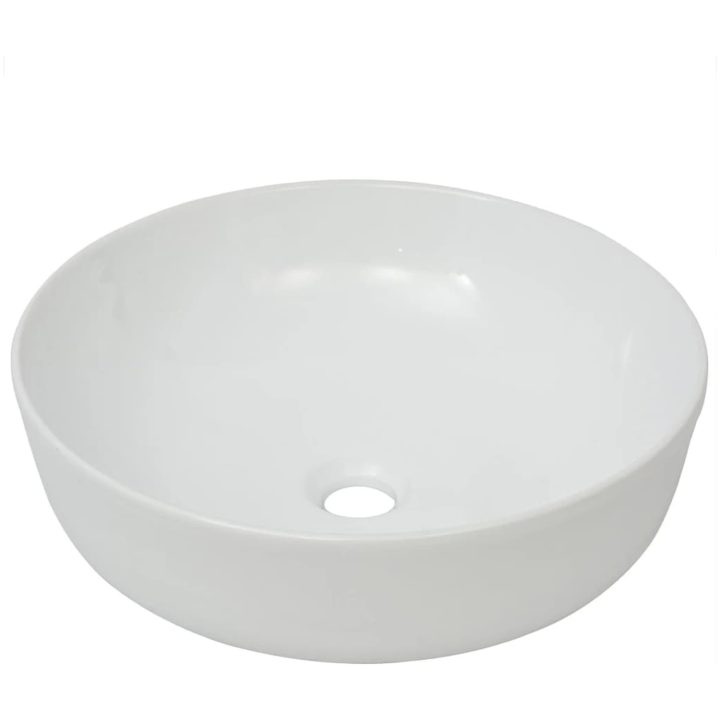 Handfat i keramik 41,5x13,5 cm rund vit vidaXL – bild 2