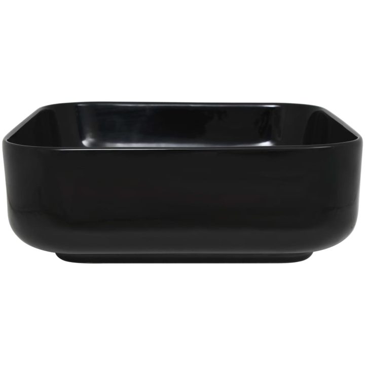 Handfat keramik fyrkantig svart 38x38x13,5 cm vidaXL – bild 4
