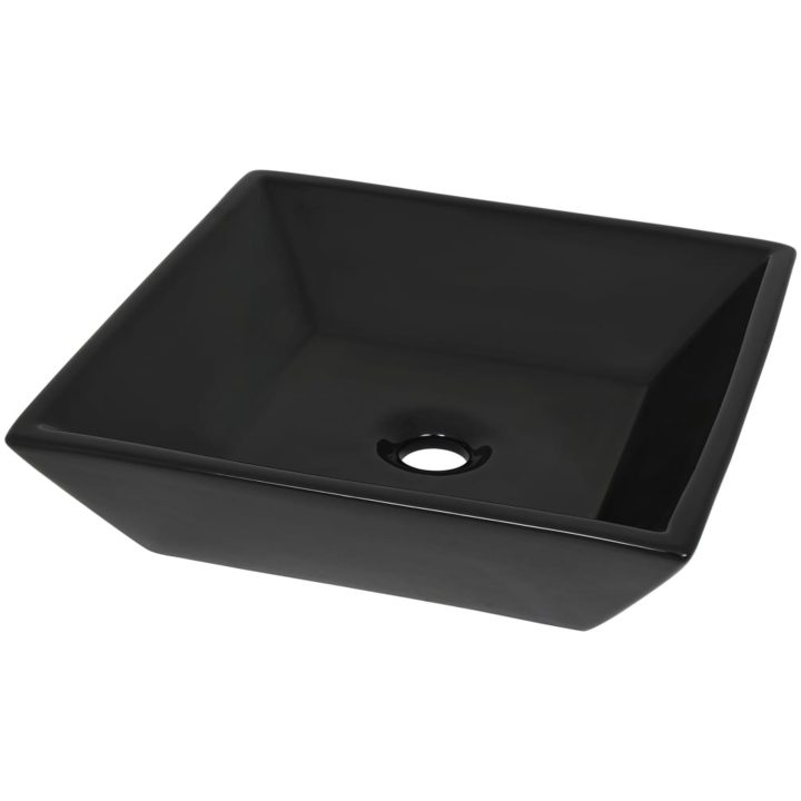 Handfat keramik fyrkantig svart 41,5x41,5x12 cm vidaXL – bild 2