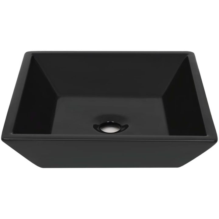 Handfat keramik fyrkantig svart 41,5x41,5x12 cm vidaXL – bild 3