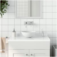 Handfat keramik matt vit rund vidaXL