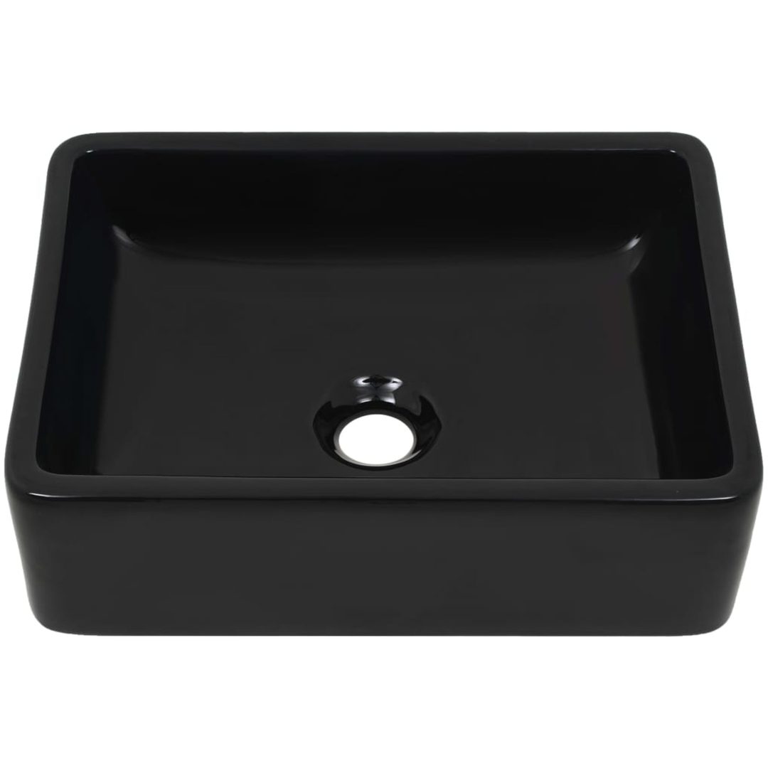 Handfat keramik rektangulär svart 41x30x12 cm vidaXL – bild 3