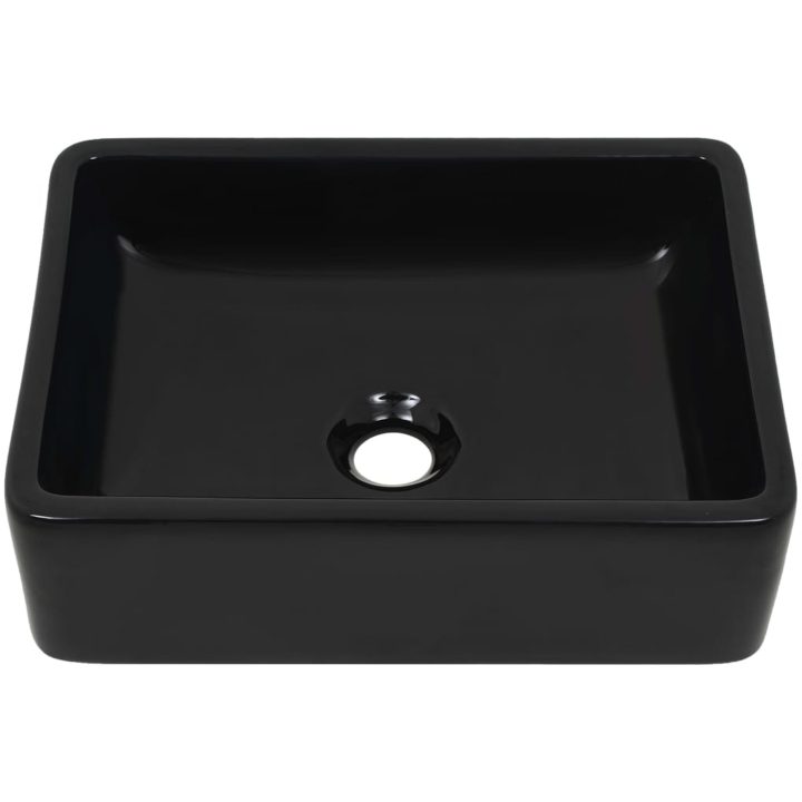 Handfat keramik rektangulär svart 41x30x12 cm vidaXL – bild 3