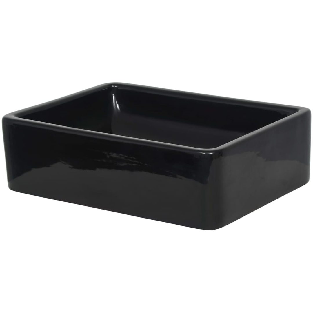 Handfat keramik rektangulär svart 41x30x12 cm vidaXL – bild 4