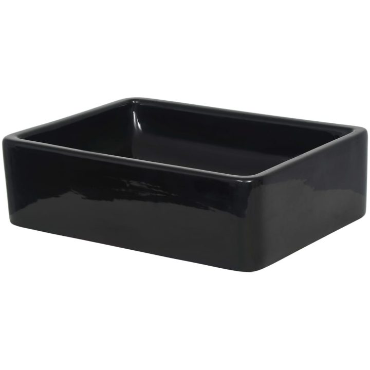 Handfat keramik rektangulär svart 41x30x12 cm vidaXL – bild 4