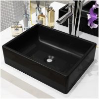 Handfat keramik rektangulär svart 41x30x12 cm vidaXL