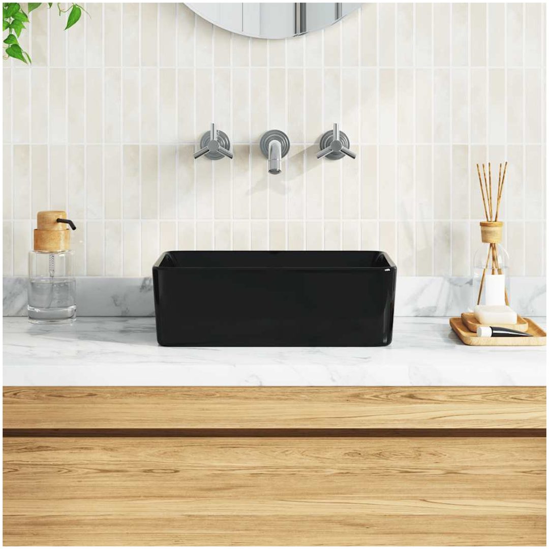 Handfat keramik svart vidaXL 40 x 30 x 13 cm – bild 3