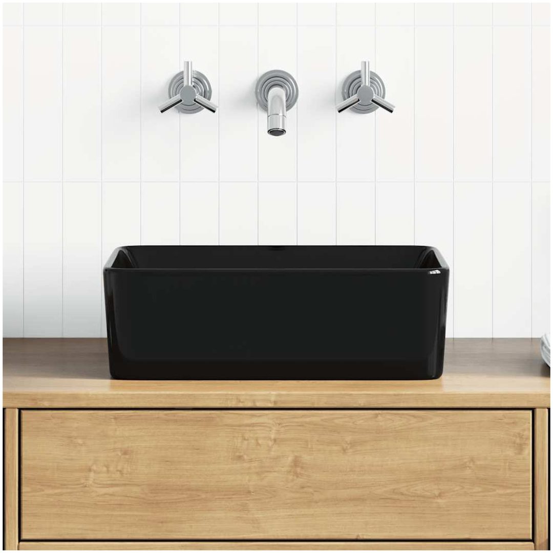 Handfat keramik svart vidaXL 40 x 30 x 13 cm