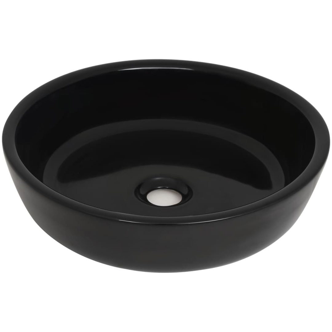 Handfat keramiskt runt svart 42x12 cm vidaXL – bild 2