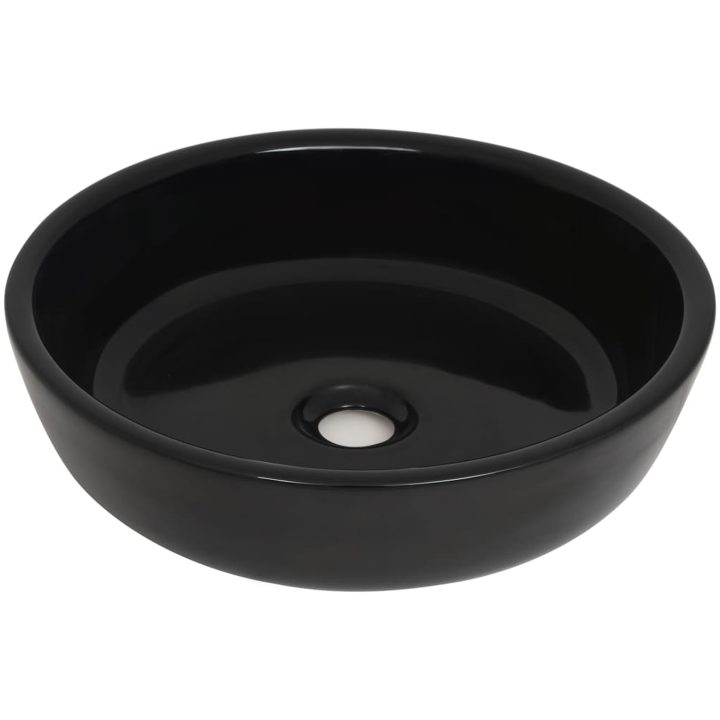 Handfat keramiskt runt svart 42x12 cm vidaXL – bild 2