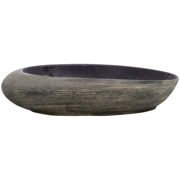 Handfat lila och grå oval keramik vidaXL 59 x 40 x 14 cm – bild 3