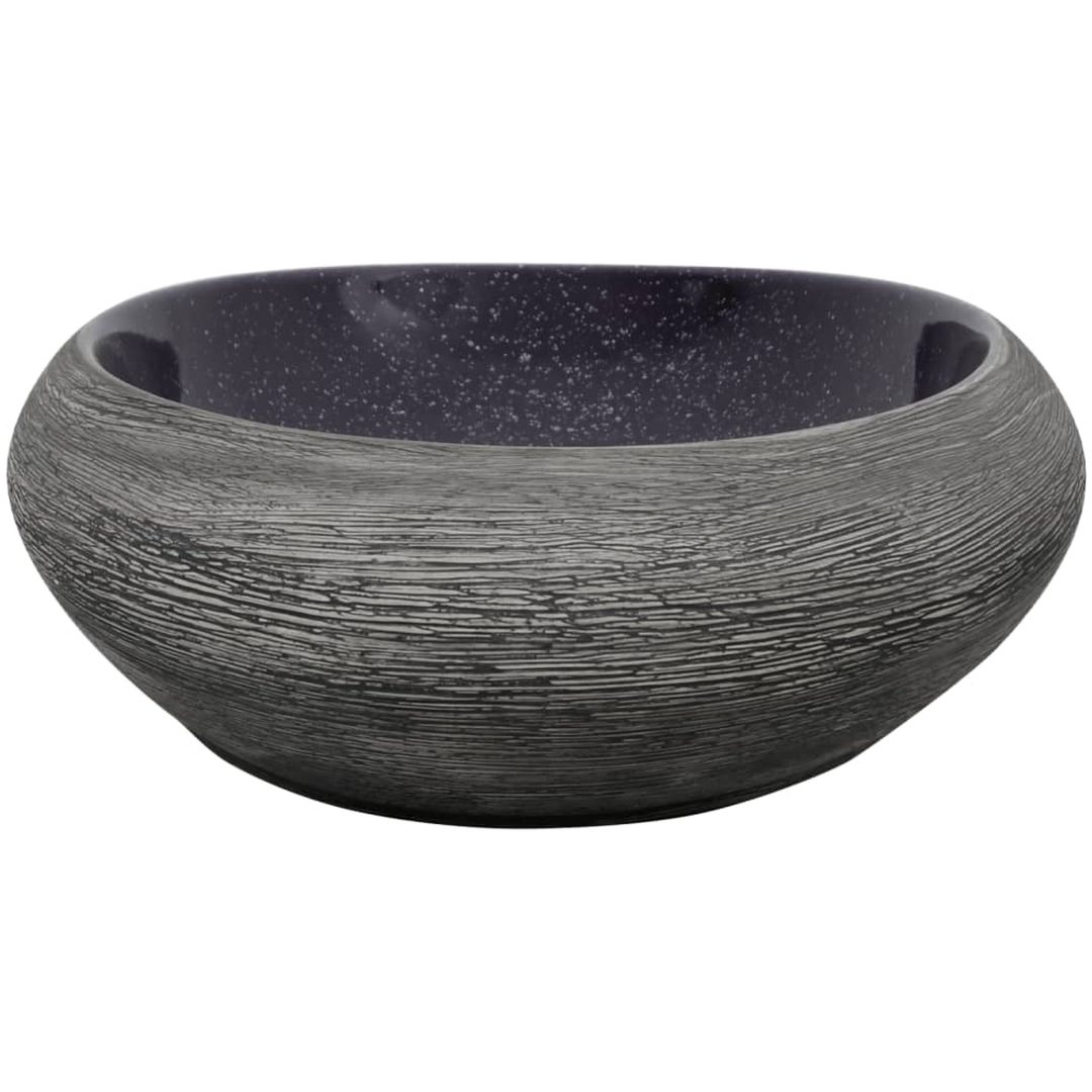 Handfat lila och grå oval keramik vidaXL 59 x 40 x 14 cm – bild 5