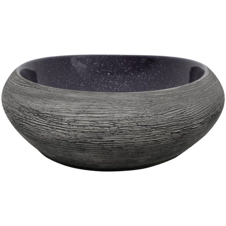 Handfat lila och grå oval keramik vidaXL 59 x 40 x 14 cm – bild 5