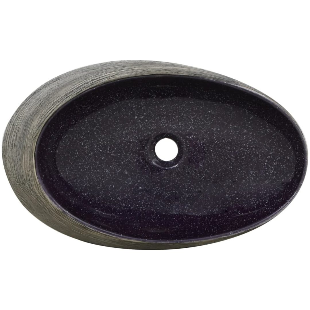 Handfat lila och grå oval keramik vidaXL 59 x 40 x 14 cm – bild 6