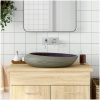 Handfat lila och grå oval keramik vidaXL 59 x 40 x 14 cm – miniatyr 1
