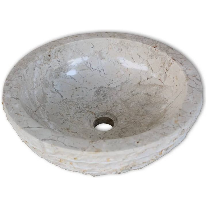 Handfat Marmor 40 cm Gräddvit vidaXL – bild 3