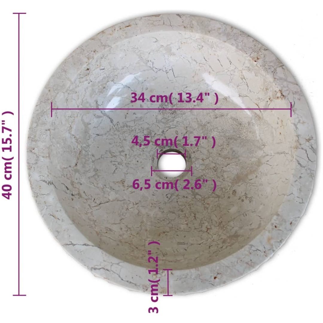 Handfat Marmor 40 cm Gräddvit vidaXL – bild 6