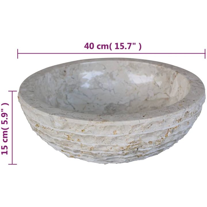 Handfat Marmor 40 cm Gräddvit vidaXL – bild 7