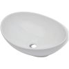 Handfat med blandare keramik oval vit vidaXL 400 x 330 x 135 mm – miniatyr 5