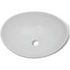 Handfat med blandare keramik oval vit vidaXL 400 x 330 x 135 mm – miniatyr 6