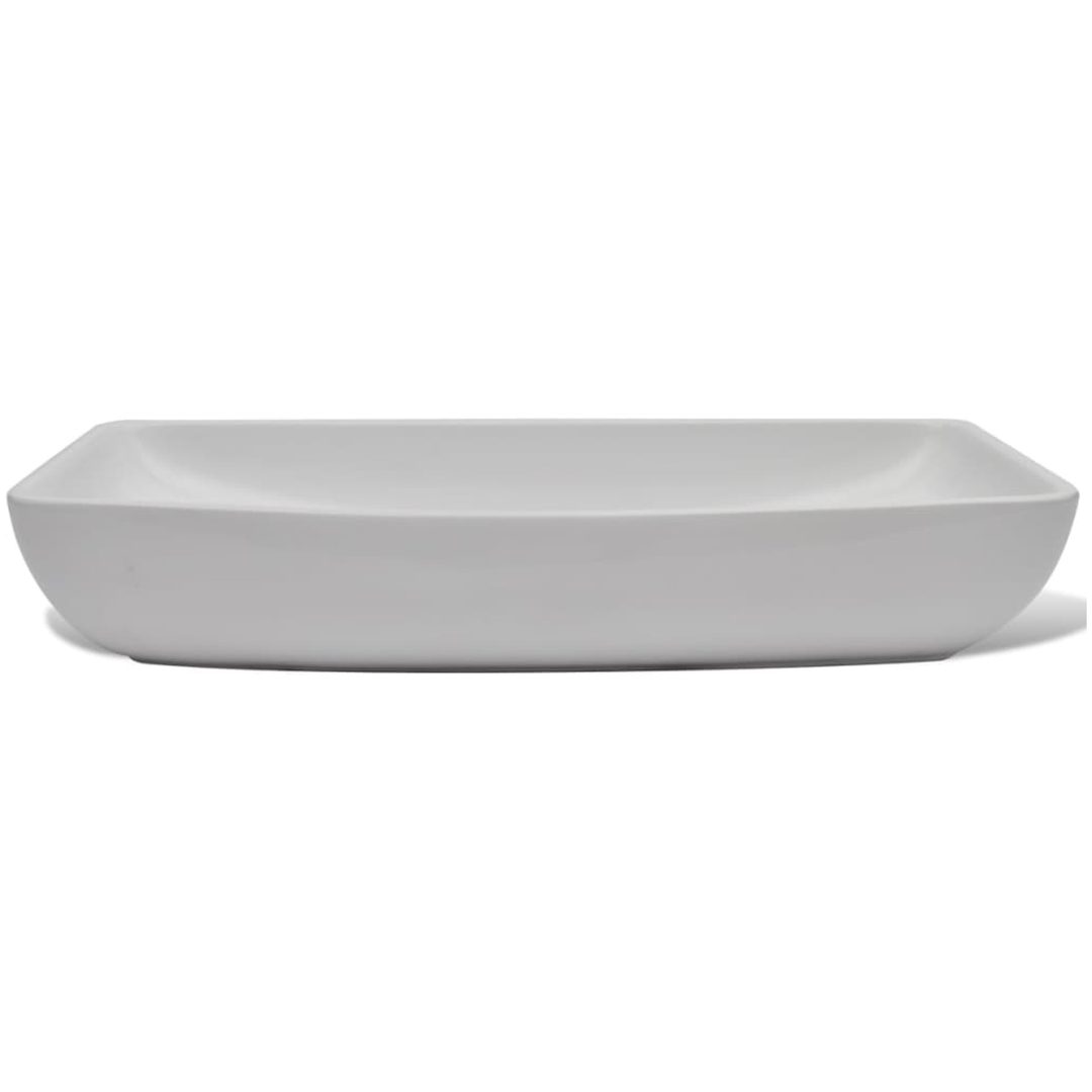 Handfat med blandare keramik rektangulär vit vidaXL 710 x 380 x 135 mm – bild 6