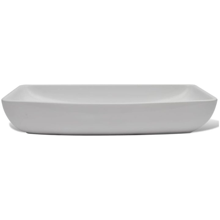 Handfat med blandare keramik rektangulär vit vidaXL 710 x 380 x 135 mm – bild 6