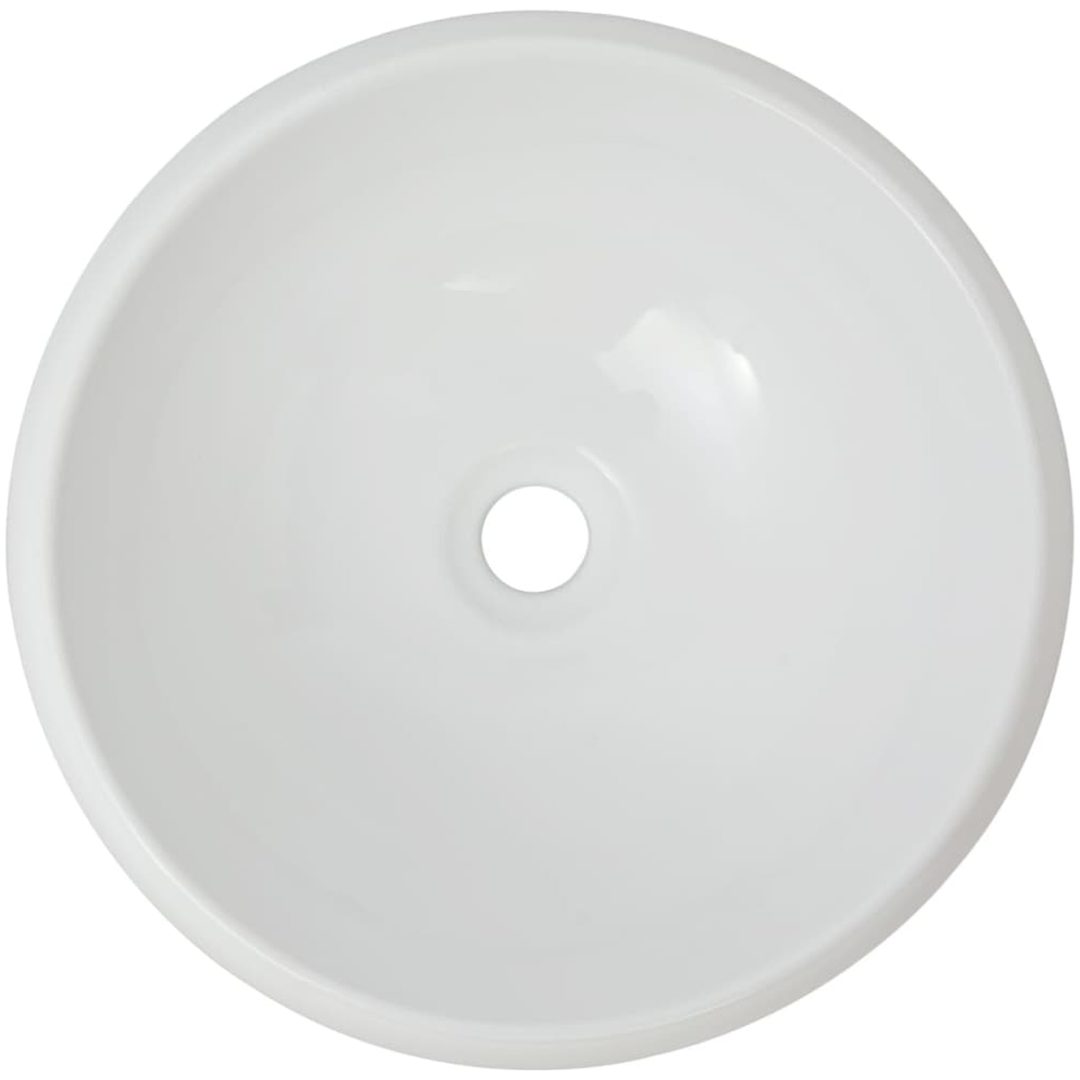 Handfat med blandare keramik rund vit vidaXL 400 x 160 mm – bild 3
