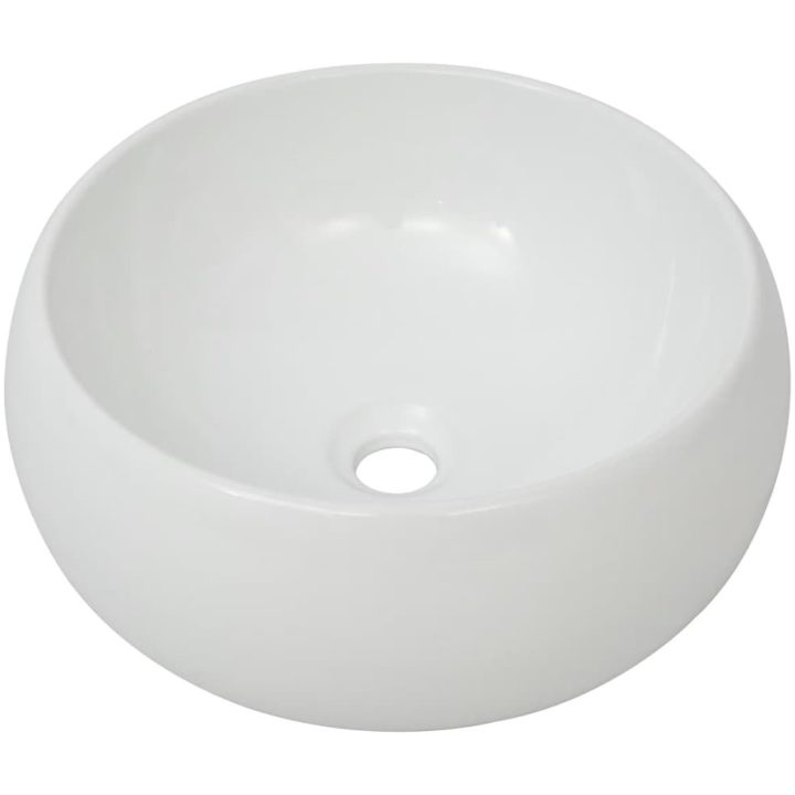 Handfat med blandare keramik rund vit vidaXL 400 x 160 mm – bild 4