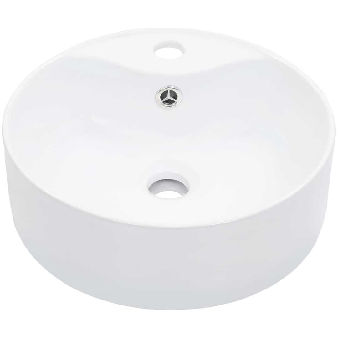 Handfat med bräddavlopp 36x13 cm keramik vit vidaXL – bild 2