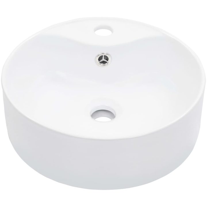 Handfat med bräddavlopp 36x13 cm keramik vit vidaXL – bild 2