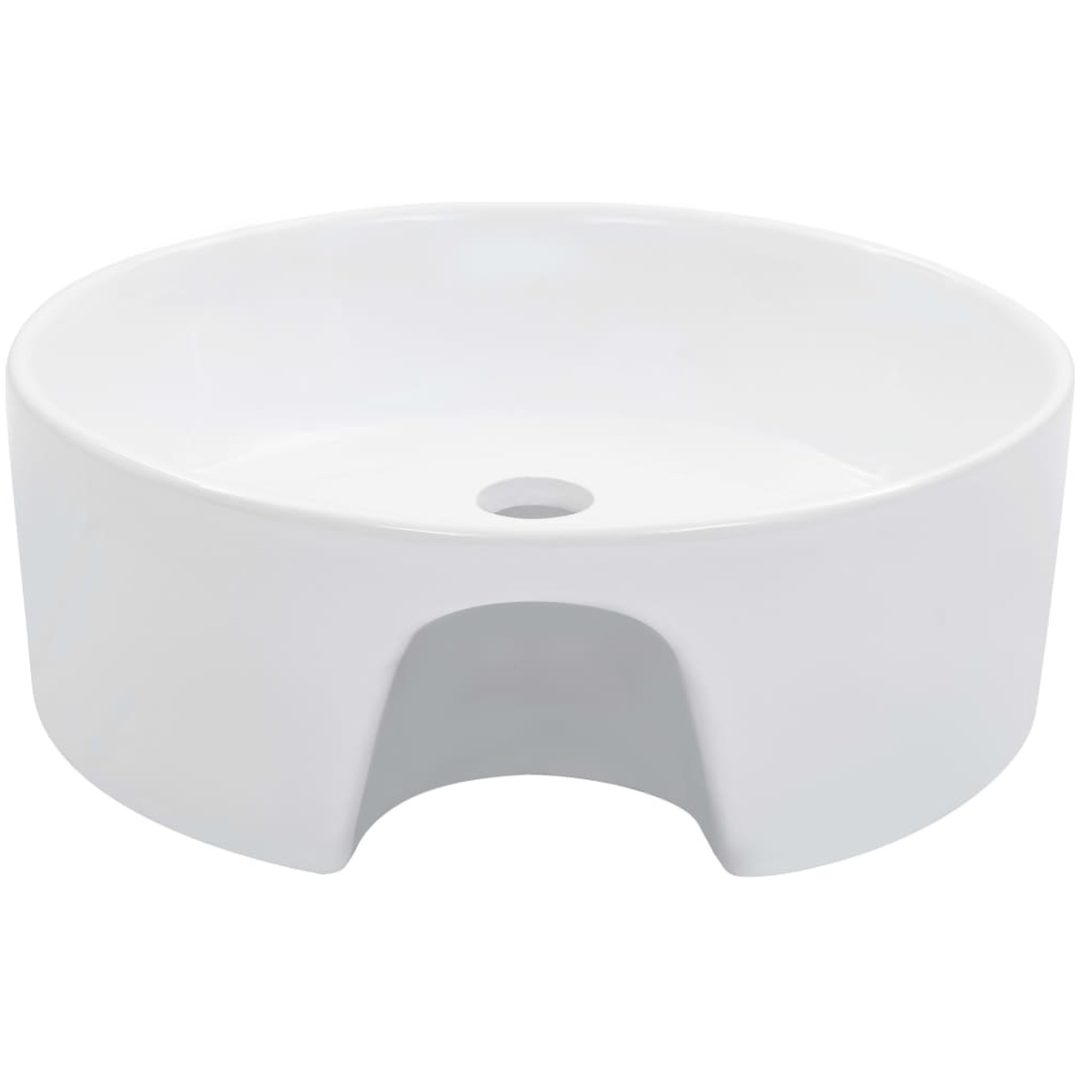 Handfat med bräddavlopp 36x13 cm keramik vit vidaXL – bild 3