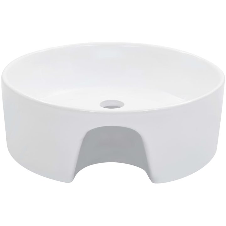 Handfat med bräddavlopp 36x13 cm keramik vit vidaXL – bild 3