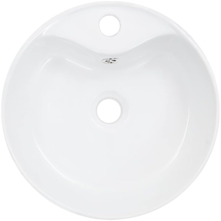 Handfat med bräddavlopp 36x13 cm keramik vit vidaXL – bild 4