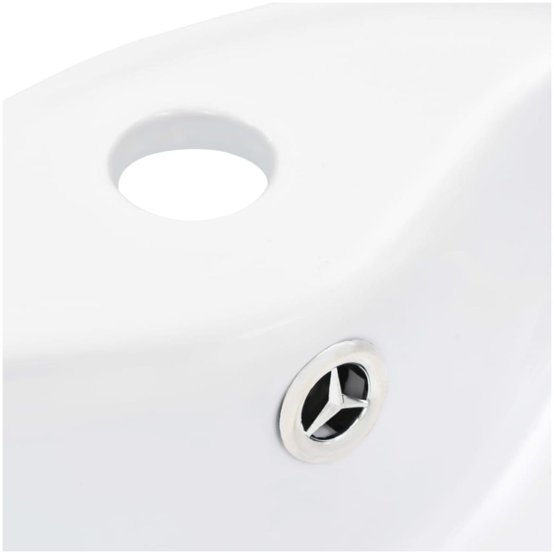 Handfat med bräddavlopp 36x13 cm keramik vit vidaXL – bild 5