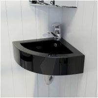 Handfat med bräddavlopp 45x32x12,5 cm svart vidaXL